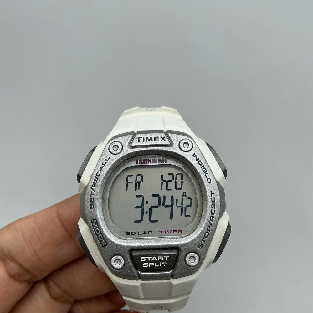 Timex Ironman 30 Lap Womens Watch 37mm Silver Tone Digital Indiglo New Battery